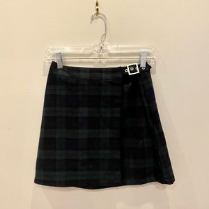 Brandy Melville Green and Navy Plaid Wrap Skirt